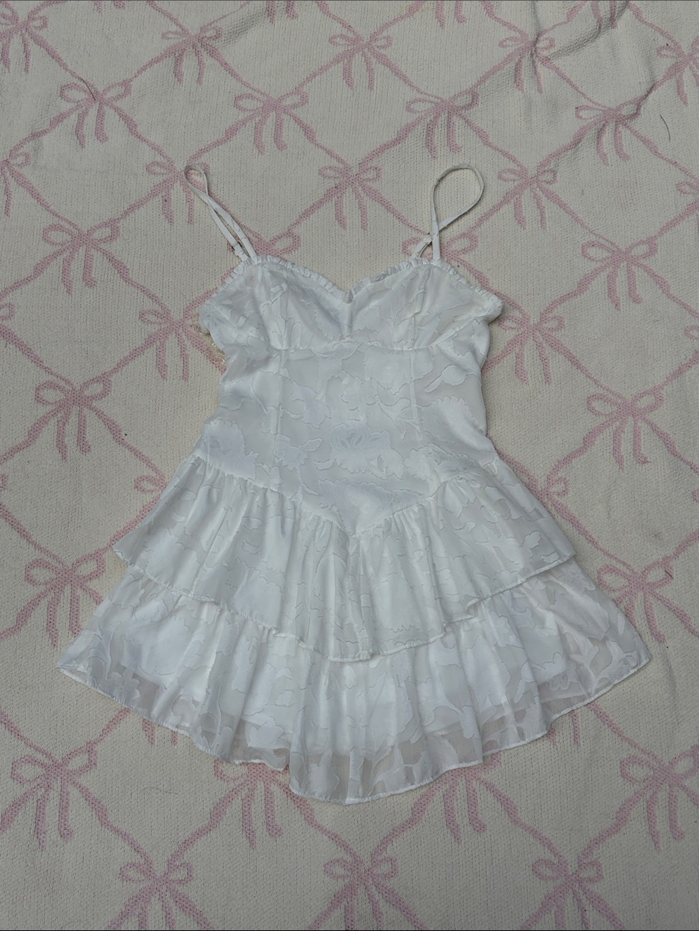 White Ruffle Layer Dress - Picture 1 of 8